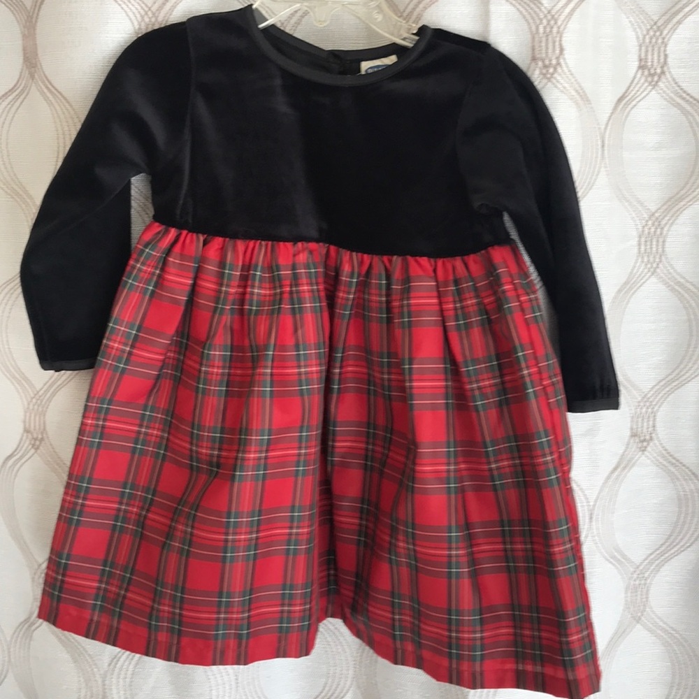 Old Navy Black Velvet and Red Plaid Dress